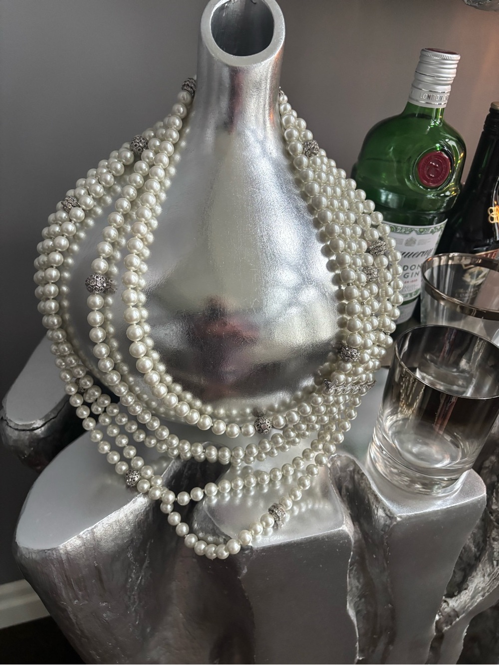 vintage CAMROSE AND KROSS AUDREY HEPBURN 5 strand long pearl necklace in Box 90s